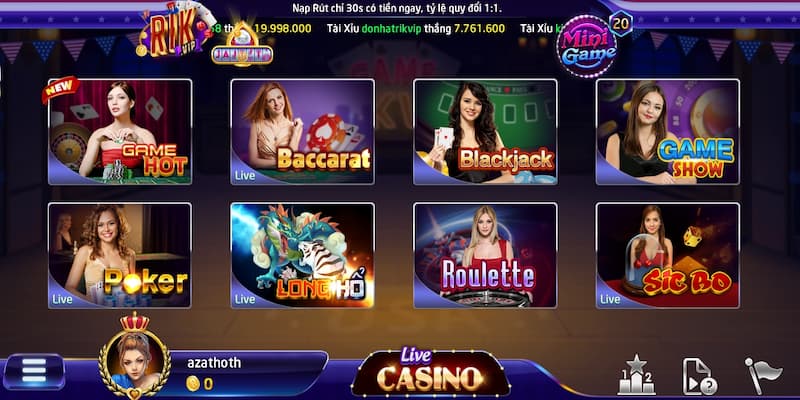 Các trò chơi Live Casino nổi bật tại rikvip